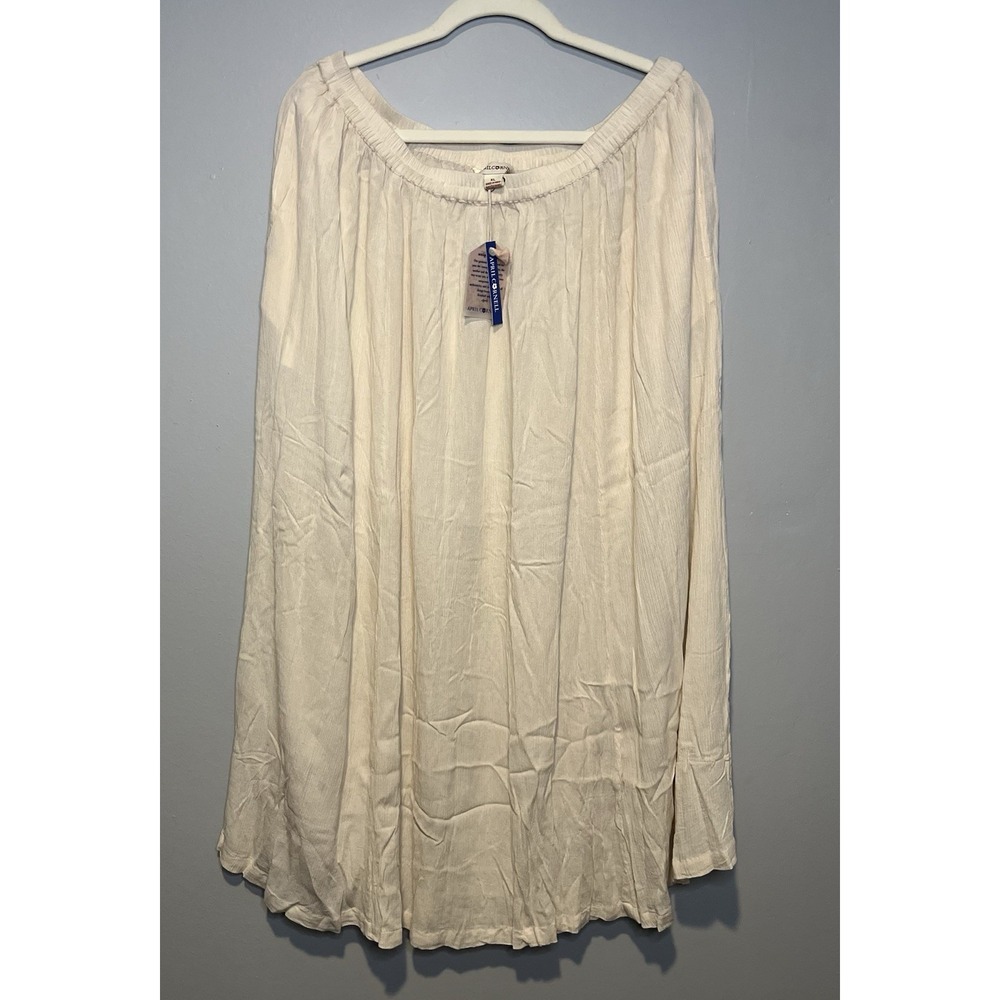 NEW April Cornell Cream Strolling Skirt Sz XL Rayon Crepe Lagenlook